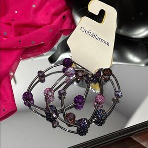 CROFT & BARROW purple beaded stretch bracelet